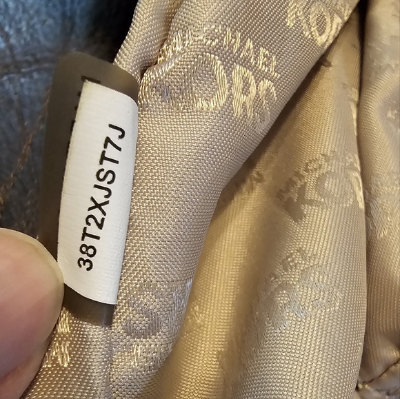 Michael Kors Monogrammed Shoulder Handbag with Red Leather accents EUC - Picture 4 of 16